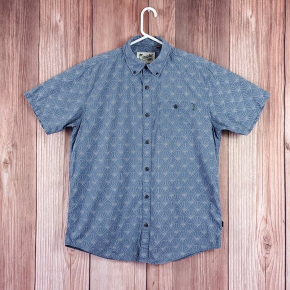 Howler Bros Mens Size Medium Mansfield Sashiko Shell Blue Heed The Call Shirt - Picture 1 of 14